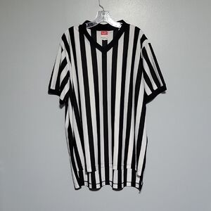 Rawlings Mens XL Referee Black & White Striped Short Sleeve Shirt Gameday. Calls